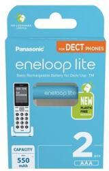 Panasonic Tölthető elem, AAA mikro, 2×550 mAh Ni-MH, PANASONIC Eneloop Lite (ELAKU18)