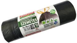Mazzini Szemeteszsák, újrahasznosított húzófüles, 130 l, 10 db, 75×100 cm, 32 , MAZZINI, fekete (KHK918) - irodasziget