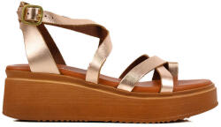 Ligglo Platforme din piele bronz cu barete încrucișate (E25-11-BRONZE)
