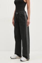 adidas Originals pamut farmer DENIM 3S PANT női, közepes derékmagasságú, JD3109 - fekete 34/32