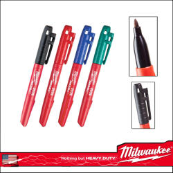 Milwaukee Jelölő filctoll alkoholos, hegyes 1 mm Milwaukee INKZALL 4 db SZINES (48223106)
