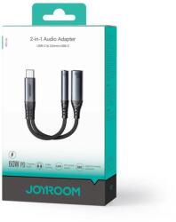 JOYROOM átalakító DAC 2 az 1-ben Type-C - 3.5mm Mini Jack/Type-C, 60W, 0.14m, fekete (SY-C02) (JR-SY-C02-BLK)