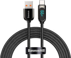 Baseus USB-C kábel kijelzővel, 66W, 1m (fekete) (23545)