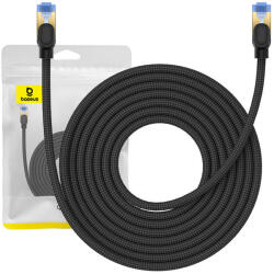 Baseus fonott hálózati kábel Cat. 7, Ethernet RJ45, 10Gbps, 8m (fekete)