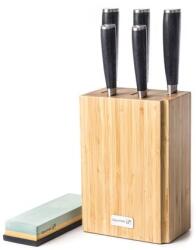 G21 Késkészlet G21 Gourmet Premium 5 db bambusz késtartóban + csiszolókő (6002299) (G21-DMSP-BX5BK)