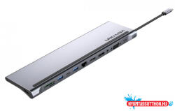 Vention 12-in-1 Multi-function USB-C to DP/HDMI/VGA/USB-C Gen 1/USB 3.0x2/USB 2.0/RJ45/SD/TF/TRRS 3.5mm/PD Dokkoló 0.25m Gray Metal Type (THSHC) - nyomtassotthon