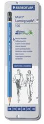 STAEDTLER Mars Lumograph Grafitceruza Csomag Fémdobozban - 6 db-os, Normál, Hatszög, Fekete (100 G6)