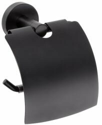 SAPHO XR702 X-Round WC-papír tartó fedővel, fekete