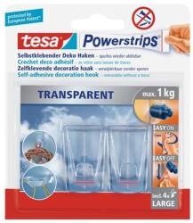 tesa Műanyag akasztó ragasztócsíkkal, TESA "Powerstrips®", átlátszó, 2db/cs (58813-00000-00/00000-20) - iconink