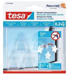 tesa Műanyag akasztó, ragasztócsíkkal, kis méret, TESA "Powerstrips®", átlátszó, 5db/bliszt (77734-00007-00) - nyomtassingyen