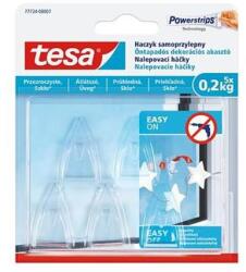 tesa Műanyag akasztó, ragasztócsíkkal, kis méret, TESA "Powerstrips®", átlátszó, 5db/bliszt (77734-00007-00) - mystock