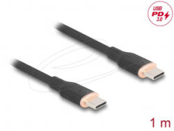 Delock USB-C PD 3.0 60W szilikon kábel 1m fekete (81238)