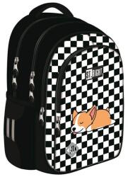 St. Majewski St. Right - Kockás ergonomikus iskolatáska, hátizsák - 4 rekeszes - Sleepy Corgi (691287) (691287)