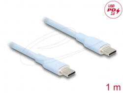 Delock USB-C PD 3.0 60W szilikon kábel 1m világoskék (81234)