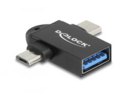 Delock USB-A -> Micro USB + USB-C adapter fekete (60739) (60739)