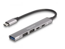 Delock 4 portos USB-A + USB-C hub szürke (64298) (64298)