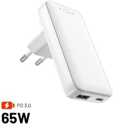 FIXED Slim Traveller GaN PD 65W USB-C és USB kimenettel, cserélhető adapterekkel, fehér (FIXCG65S-CUD-WH)