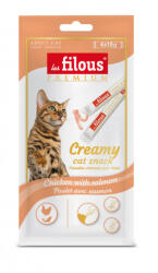 Les Filous Recompense cremoase pentru pisici Les Filous, Pui si somon, 4 x 15g (6 bucati) (2130026)