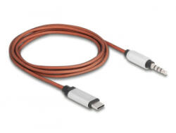 Delock USB-C -> 3.5mm AUX kábel 1.2m narancs-ezüst (81288) (81288)