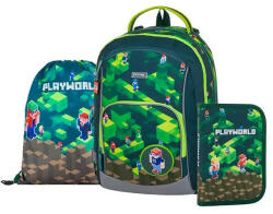  Minecraft mintás ergonómikus hátizsák, iskolatáska tolltartóval és tornazsákkal, OXY GO Playworld (KPP-0-47125)