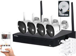 Dahua Kit supraveghere video complet, Wireless, 4 camere Imou Full Color, LED 30 m, Microfon si difuzor, Sirena, NVR, HDD 1TB (KIT/NVR1104HS-W-S2-CE-1T/4-F22FEP)