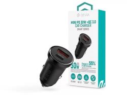 DEVIA ST112421 Smart Series Mini 30W PD+QC USB+Type-C fekete autós töltő adapter (ST112421)