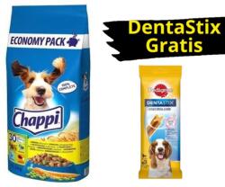 Chappi Chappi száraz kutyaeledel baromfival és zöldségekkel 13, 5 kg + 3x PEDIGREE DentaStix fogápoló jutalomfalat kutyáknak 45/77 g