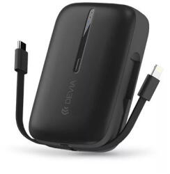 DEVIA ST387562 Kintone Series 10000mAh fekete USB+Type-C powerbank + Type-C/Lightning kábel (ST387562) - haztartasibolt