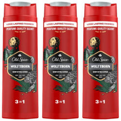Old Spice WolfThorn 3 az 1-ben tusfürdő és sampon (3x400 ml)
