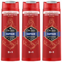 Old Spice Captain 3 az 1-ben tusfürdő és sampon férfiaknak (3x400 ml)