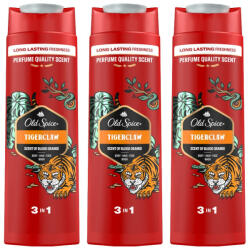 Old Spice Tiger Claw 3 az 1-ben tusfürdő és sampon férfiaknak (3x400 ml)