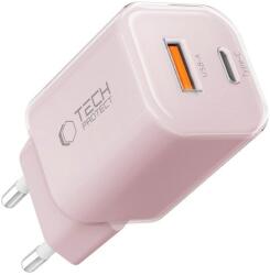 Telefon töltő: Tech-Protect NCM33W - USB / Type-C (USB-C) portos pink hálózati gyors töltőfej, 33W