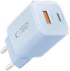 Telefon töltő: Tech-Protect NCM33W - USB / Type-C (USB-C) portos kék hálózati gyors töltőfej, 33W