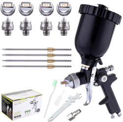 TC TECHNIC Szórópisztoly készletben 4 db HVLP fúvókával 1.4, 1.7, 2.0, 2.5 mm TC Technic Black H-827PK