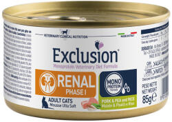 Exclusion Veterinary Diet Cat Renal Phase I. Pork&Pea and Rice gyógykonzerv macskának 85g - pegazusallatpatika