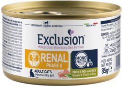 Exclusion Veterinary Diet Cat Renal Phase II. Pork&Pea and Rice gyógykonzerv macskának 85g - pegazusallatpatika