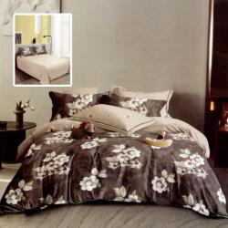 Pucioasa Lenjerie de pat dublu din finet, cearceaf pilota 200x220cm, set 6 piese, Flori albe
