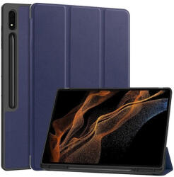 Samsung Tab S9 Ultra 14.6 / Tab S10 Ultra 14.6 SM-X910 / X916B / X920 / X926B, mappa tok, Trifold, érintőceruza tartó, sötétkék