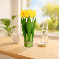  Műnövény dekoráció - tulipán - sárga - 26 x 6, 5 cm (G11897B)