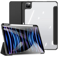 Apple iPad Pro 11 (2024), mappa tok, Smart Case, légpárnás sarok, közepesen ütésálló, érintőceruza tartó, átlátszó hátlap, Dux Ducis Toby, fekete
