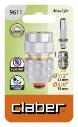 Claber Csapcsatlakozó CLABER 9611 kuplungos 1/2''-5/8'' fém aquastop (96110000)