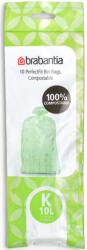 Brabantia PerfectFit Compostable komposztálható szemeteszsák, 100%-ban lebomló, keményítőből készült, K méret, 10L, 10 zsák/tekercs - 364983 (364983)