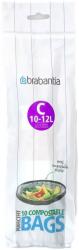 Brabantia PerfectFit Compostable komposztálható szemeteszsák, 100%-ban lebomló, keményítőből készült, C méret, 10-12L, 10 zsák/tekercs - 419782 (419782)