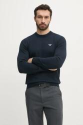 Barbour pamut pulóver Lingwood Compact Cotton Crew Sweater könnyű, férfi, sötétkék, MKN1643 - sötétkék XL