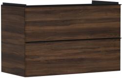 Hansgrohe Dulap baza suspendat Hansgrohe Xelu Q cu 2 sertare, 98cm, nuc inchis, manere negru mat (54034670)