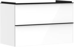 Hansgrohe Dulap baza suspendat Hansgrohe Xelu Q cu 2 sertare, 98cm, alb lucios, manere negru mat (54031670)