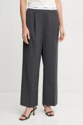 Calvin Klein gyapjú nadrág női, szürke, magas derekú egyenes, LV044B668G - szürke XXS