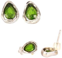  Cercei din Diopsid Crom - Picatura Fatetat - 8x6x14 mm - Argint 925 - Piatra Linstii si Vindecarii - 1 Pereche
