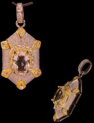  Pandantiv din Cuart Alb cu Zircon - Oval Fatetat - 25x11x8 mm - Argint 925 - Energia Vindecatoare si Stralucirea Divina - 1 Buc