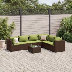 vidaXL 7 részes barna polyrattan kerti ülőgarnitúra párnákkal (3308150)